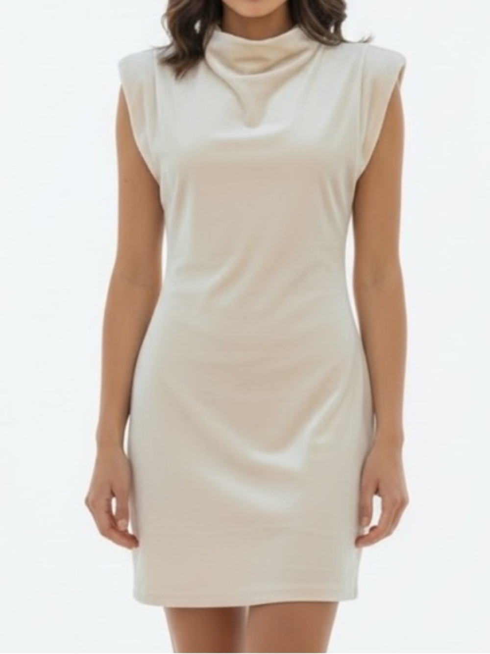 Steve Madden Mini Dress Cream Velvet Shoulder Pads Size Small NWT